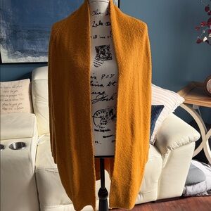 Cozy Mustard Yellow Knit Shawl